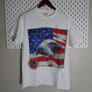 NRA Eagle Flag Graphic T Shirt‎ Hanes Comfort USA Patriotic Patriotic M America